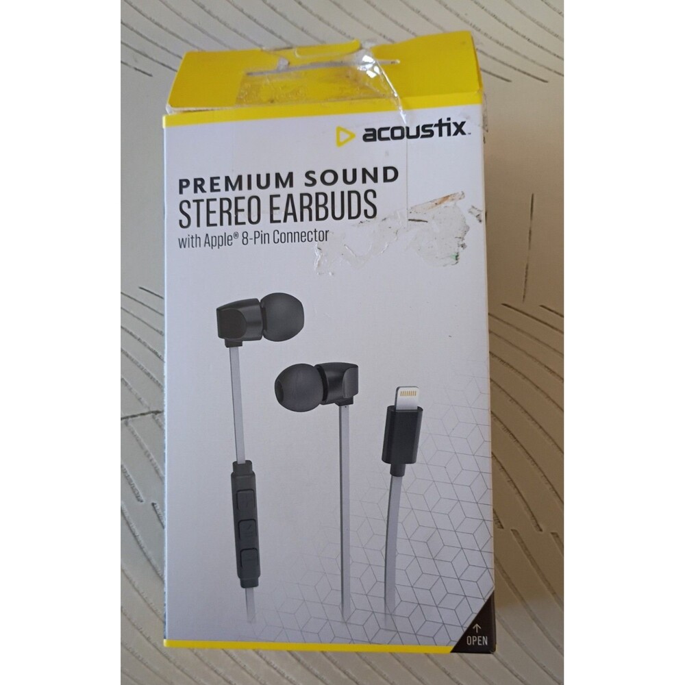 Acoustix Premium Sound Stereo In-Ear Earbuds w/ Mic Black Apple Connector